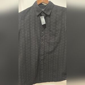 Express Men's Black Eyelet Button-Up Shirt